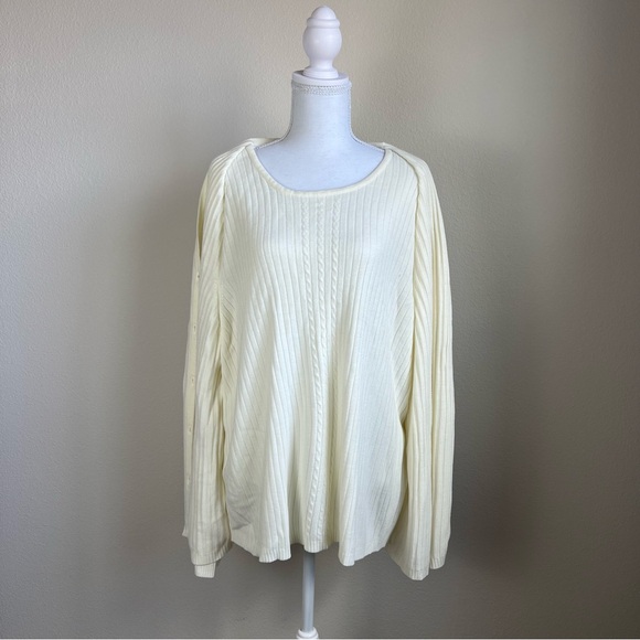 Jennifer Moore 2-in-1 Cardigan Sweater 3X Ivory Ribbed Attached Tank - Picture 2 of 6